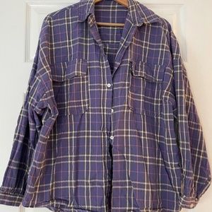 Purple checked oversized flannel